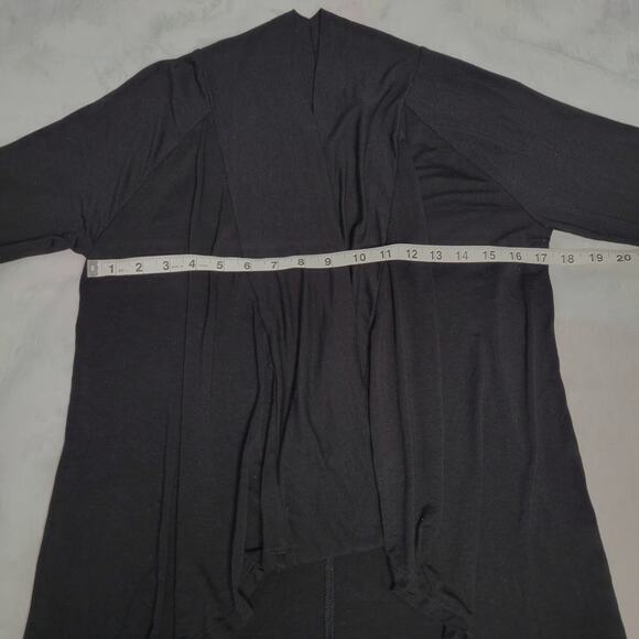 Strazzi Black Open High Low 3/4 Sleeve Lightweight Waterfall Cardigan sz S - Picture 5 of 6